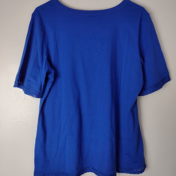 PRICE DROP Royal Blue Short Sleeve Tee with Lace Detail Size XL - Picture 6 of 8
